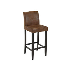 Acheter Vente-Unique Lot de 2 tabourets de bar SANTOS - Microfibre aspect cuir vieilli - Pieds bois foncé