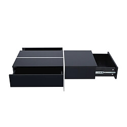 Avis ComfortXL Table basse hautement brillante avec LED, noir et blanc, 100x50x34,5 cm