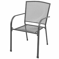 Maison Chic Lot de 2 Chaises empilables de jardin - Fauteuil d'extérieur Acier Gris -MN73896