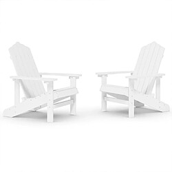 Maison Chic Lot de 2 Chaises de jardin,Fauteuil d'extérieur Adirondack PEHD Blanc -MN67643