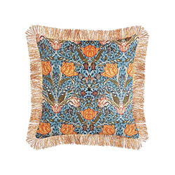 Beliani Coussin MITELLA Coton 45 x 45 cm Floral Bleu