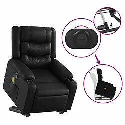 Maison Chic Fauteuil Relax pour salon, Fauteuil inclinable de massage Noir Similicuir -GKD38619 pas cher