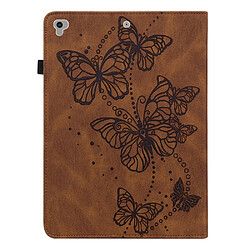 Etui en PU motif papillons avec porte-cartes marron pour votre Apple iPad 9.7 pouces (2018)/(2017)/iPad Air 2/iPad Air (2013)