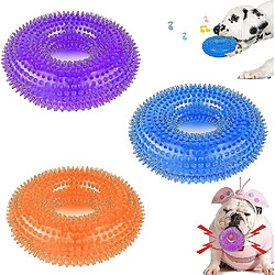 3 Pcs Chien Mâcher Jouet Chien Grinçant Chien Jouet Brosse à Dents Chien Jouet Interactif Chien Mâcher Jouet Rebondissant Spiky Ring S