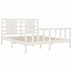 Maison Chic Cadre/structure de lit avec tête de lit pour adulte - Lit Moderne Chambre blanc King Size bois massif -MN52150 pas cher