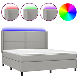 vidaXL Sommier à lattes de lit matelas LED Gris clair 180x200 cm Tissu