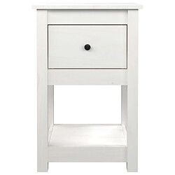 Maison Chic Table de chevet Table de Nuit Meuble de Rangement Blanc 40x35x61,5 cm Bois de pin massif pas cher