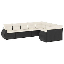 Maison Chic Salon de jardin 9 pcs avec coussins | Ensemble de Table et chaises | Mobilier d'Extérieur noir résine tressée -GKD59199