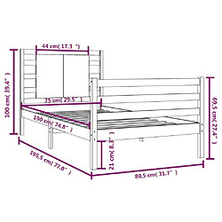 vidaXL Cadre de lit sans matelas 75x190 cm bois de pin massif pas cher