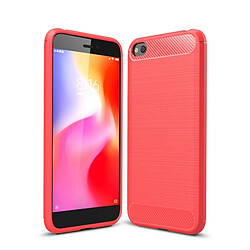 Wewoo Coque TPU antichoc en fibre de carbone texture brossé pour RedMi Go (rouge)