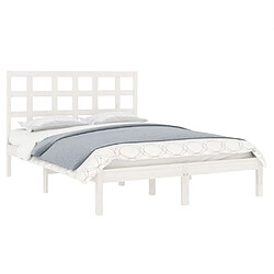 Avis Maison Chic Lit adulte - Lit simple Cadre de lit,Structure du lit Contemporain Blanc Bois massif 120x200 cm -MN75277