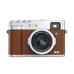 INF Appareil photo numérique 5K avec deux objectifs, viseur, autofocus et anti-shake Brown