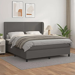 Maison Chic Lit Adulte - Lit simple Lit à sommier tapissier avec matelas moelleux - Meuble de Chambre - Gris 160x200 cm Similicuir -MN93744