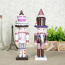 Acheter 25cm en bois gâteau casse-noisette figurine marionnettes ornements de Noël décor blanc