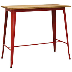 Avis Aubry Gaspard Ensemble table haute et tabourets métal industriel rouge.