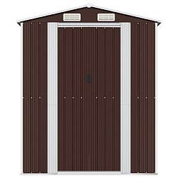 Helloshop26 Abri de jardin cabane cabanon maison de stockage remise extérieur hangar outils robuste foncé 192 x 274 x 223 cm acier galvanisé marron 02_0022318