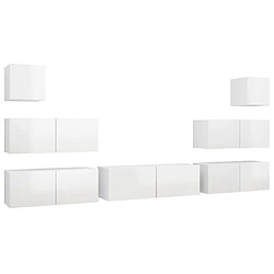 vidaXL Ensemble de meuble TV 7 pcs Blanc brillant Bois d'ingénierie