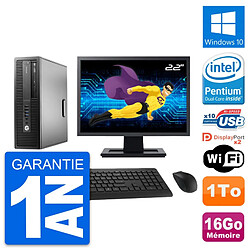 PC HP 800 G2 SFF Ecran 22" Intel G4400 RAM 16Go Disque 1To Windows 10 Wifi - Occasion