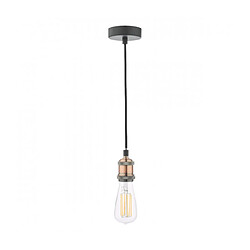 Luminaire Center Suspension design Waco Noir mat,cuivre antique 1 ampoule 8cm