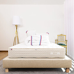 LUXURY LITERIE Ensemble matelas Sublime 140x190 cm + sommier beige ep20cm + 2 oreillers + couette