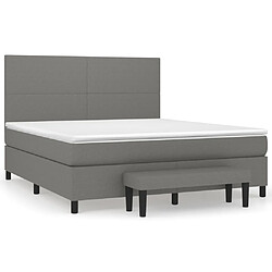 vidaXL Sommier à lattes de lit avec matelas Gris foncé 180x200cm Tissu