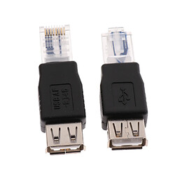 2x Ethernet RJ45 Mâle Vers USB 2.0 Adaptateur Femelle Prise Réseau Convertisseur