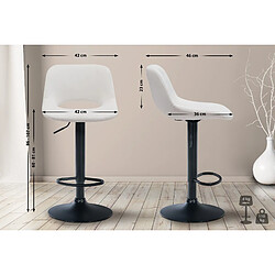 Avis Decoshop26 Tabouret de bar chaise haute x1 avec repose-pieds en velours crème piètement métallique noir 10_0004597