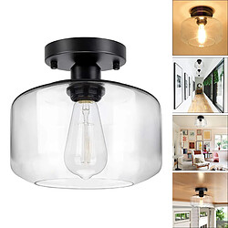 Industrielle Semi Encastré Au Plafond Lumière Abat-Jour En Verre, Ferme Plafond Luminaire, Près du Plafond Lumières Noir, e27 Base, Ampoule Pas Inclus pas cher