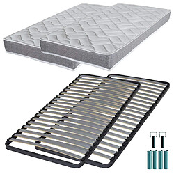 Ebac Matelas mousse + Sommier métal C220 2x90x190 Morgan - Hauteur 17 cm - Soutien ferme