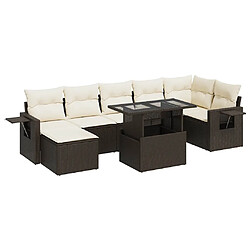 vidaXL Salon de jardin 8 pcs avec coussins marron résine tressée