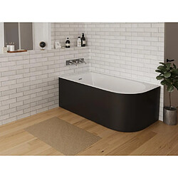 Vente-Unique Baignoire d'angle - 201L - 150 x 75 x 58 cm - Noir brillant - Angle gauche - ANIKA