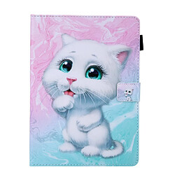 Etui en PU avec porte-carte chat blanc pour votre Apple iPad 10.2 (2019)/Air 10.5 pouces (2019)/Pro 10.5 pouces (2017)