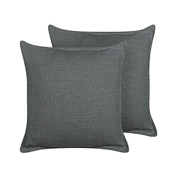 Beliani Lot de 2 coussins SUBULATA Lin 45 x 45 cm Unicolore Gris foncé