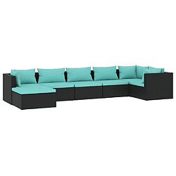 Maison Chic Salon de jardin 7 pcs + coussins - Mobilier/Meubles de jardin - Table et chaises d'extérieur Résine tressée Noir -MN95428