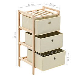 vidaXL Étagères de rangement avec 3 paniers en tissu 2 pcs beige cèdre pas cher