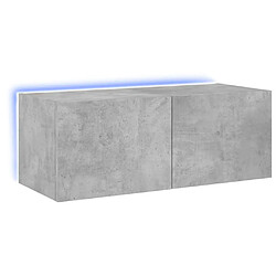 vidaXL Meuble TV mural avec lumières LED gris béton 80x35x31 cm