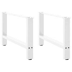 vidaXL Pieds de table basse blanc 2 pcs 70x(42-43) cm acier