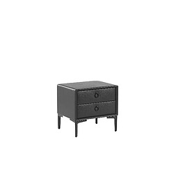 Beliani Table de chevet en cuir PU noir 2 tiroirs SEZANNE