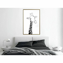 Paris Prix Affiche Murale Encadrée Black and White Giraffe 40 x 60 cm Or