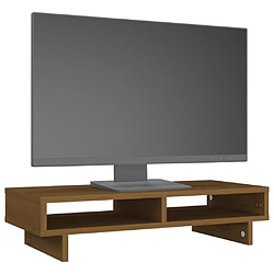 Avis vidaXL Support de moniteur Marron miel 60x27x14 cm Bois de pin solide