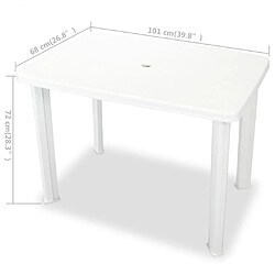 Maison Chic Table de jardin | Table d'extérieur Blanc 101 x 68 x 72 cm Plastique -GKD21591 pas cher