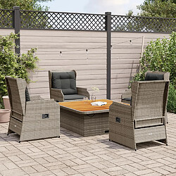 vidaXL Salon de jardin 5 pcs avec coussins Gris Résine tressée