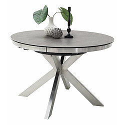 Inside 75 Table ronde extensible design WINNIE diamètre 120cm Gris céramique/Pieds acier brossé