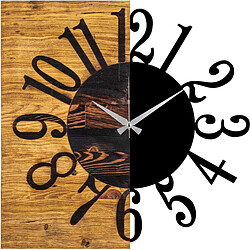 Hanah Home Horloge en bois et métal Clock Chiffres. Horloge en bois et métal Clock Chiffres