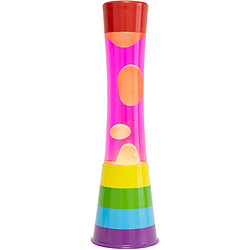 Fisura Lampe à poser en métal et verre Lave arc en ciel / fuchsia.