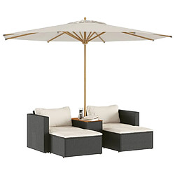 Acheter Maison Chic Salon de jardin 5 pcs avec coussins | Ensemble de Table et chaises | Mobilier d'Extérieur noir résine tressée acacia -GKD27635