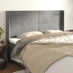 Maison Chic Tête de lit scandinave avec oreilles,meuble de chambre Gris clair 163x16x118/128 cm Velours -MN46083