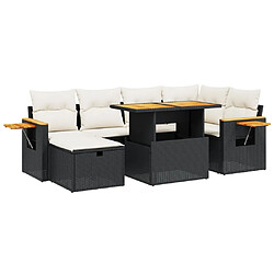 vidaXL Salon de jardin 7 pcs avec coussins noir résine tressée