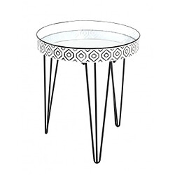 Pegane Table d'appoint coloris noir-blanc en métal - H 53 x Ø 45 cm