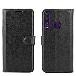 Etui en PU peau de litchi avec support noir pour Huawei Y6p